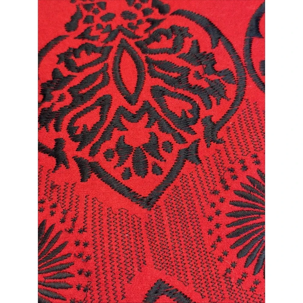 PETER NYGARD Women's Embroidered Red Long Lined Coat Jacket Sz 6 - Picture 2 of 12